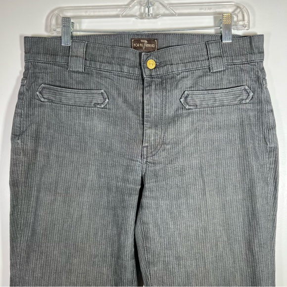 7 for All Mankind Gray Striped Flare High Rise Stretch Trouser Denim Jean SZ 32 - Picture 8 of 14